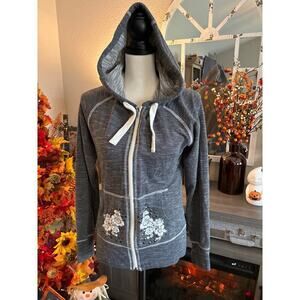 Ariat Gray Hooded Cardigan with Floral Accents